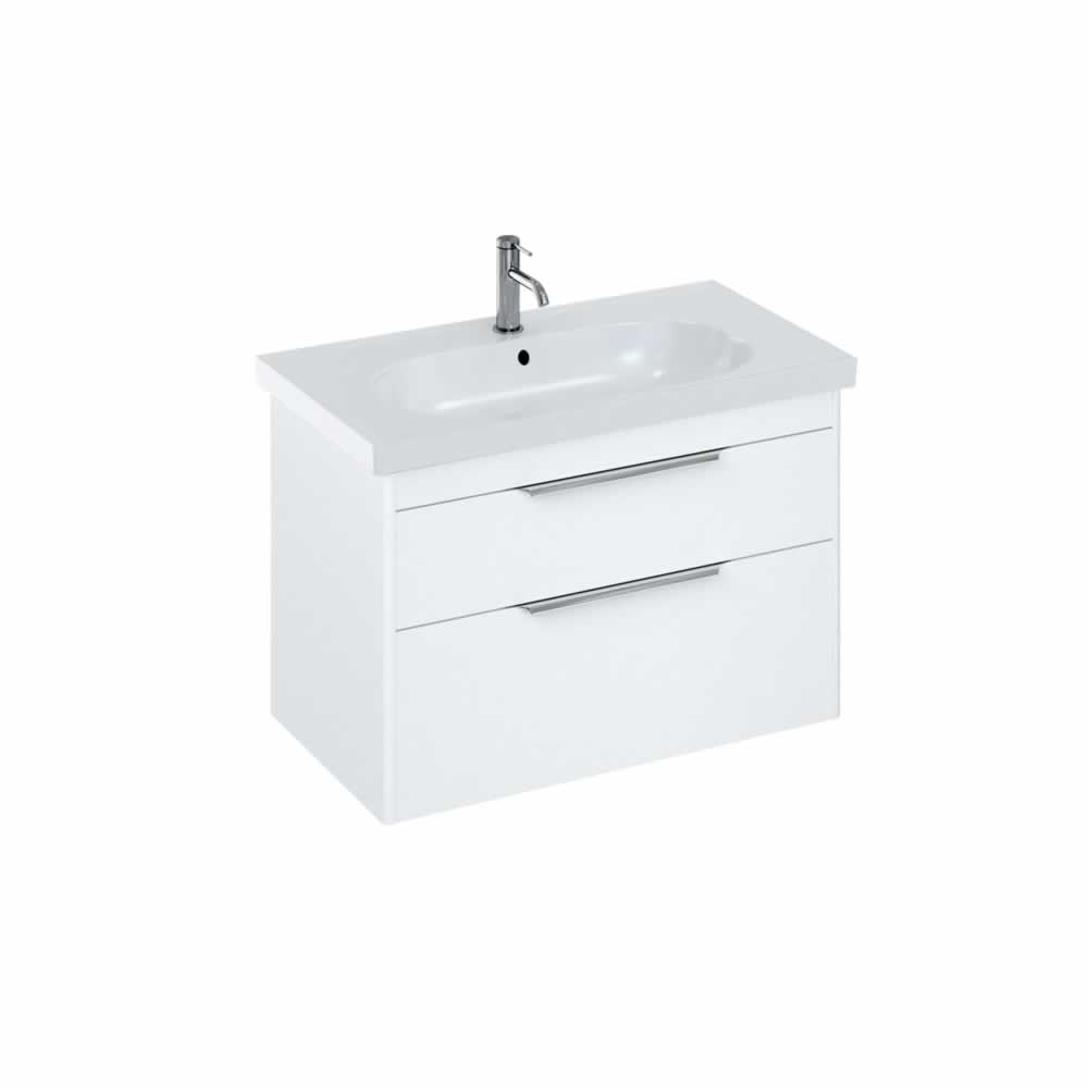 Shoreditch 85cm double drawer Matt White with Origin Round Basin
